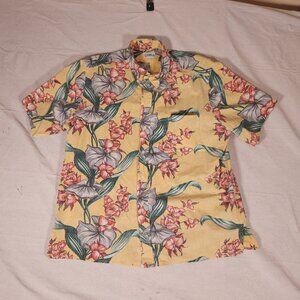 Reyn Spooner Floral Hawaiian Button Shirt Mens Aloha Vacay Resort Vintage FLAWS